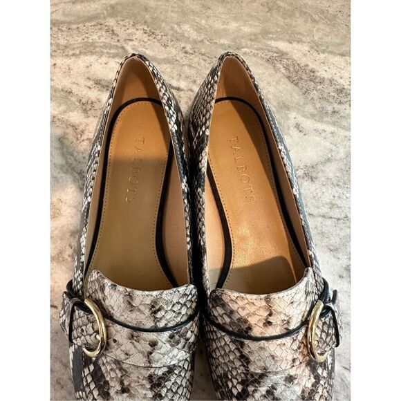 Talbots Snakeskin Buckle Loafers Flats Size 7 - Picture 7 of 9